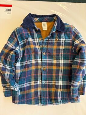 Carter's Navy Teal Mustard Plaid Button-Front Shirt Jacket